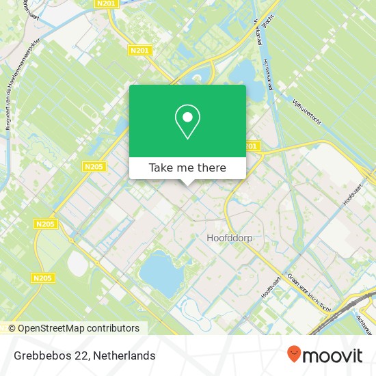 Grebbebos 22, 2134 KV Hoofddorp Karte