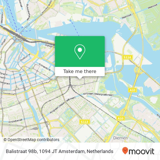 Balistraat 98b, 1094 JT Amsterdam map