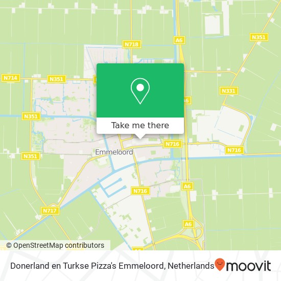 Donerland en Turkse Pizza's Emmeloord, Lange Nering 49 map