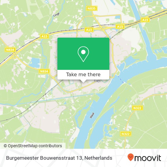 Burgemeester Bouwensstraat 13, 4001 VT Tiel Karte