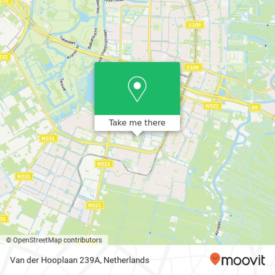Van der Hooplaan 239A, Van der Hooplaan 239A, 1185 LN Amstelveen, Nederland map