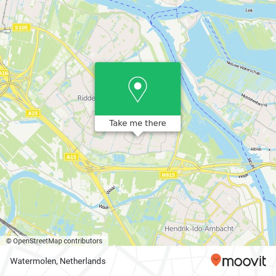 Watermolen, Watermolen, 2986 Ridderkerk, Nederland map