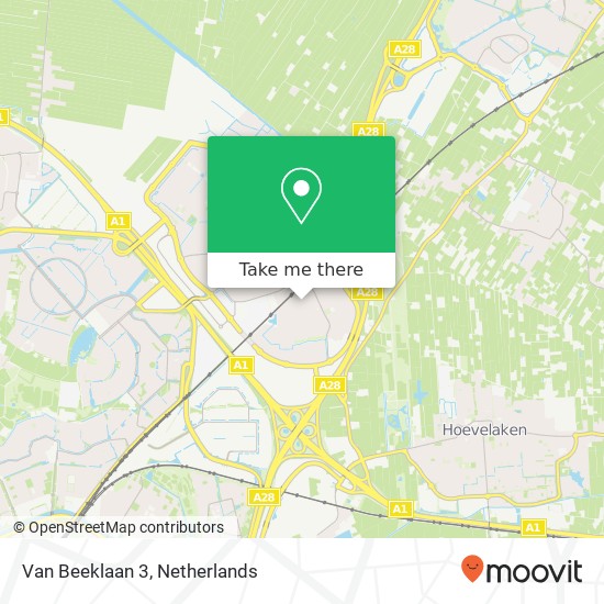 Van Beeklaan 3, 3829 AS Hooglanderveen Karte