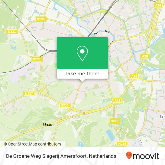 De Groene Weg Slagerij Amersfoort, Leusderweg 202 map