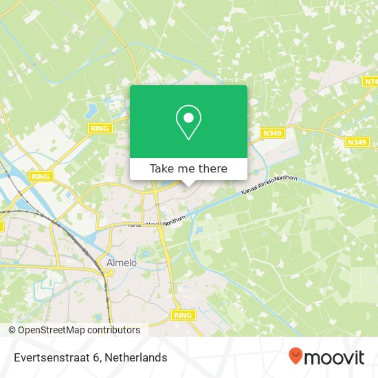 Evertsenstraat 6, Evertsenstraat 6, 7603 VV Almelo, Nederland Karte