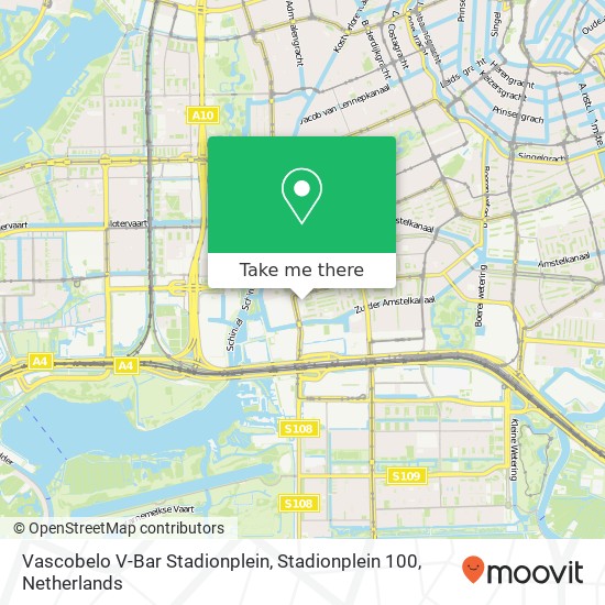 Vascobelo V-Bar Stadionplein, Stadionplein 100 map