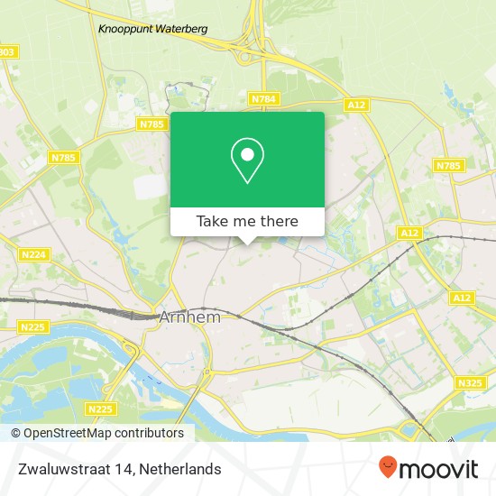 Zwaluwstraat 14, 6822 KW Arnhem map