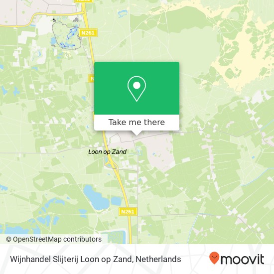 Wijnhandel Slijterij Loon op Zand, Oranjeplein 25 map