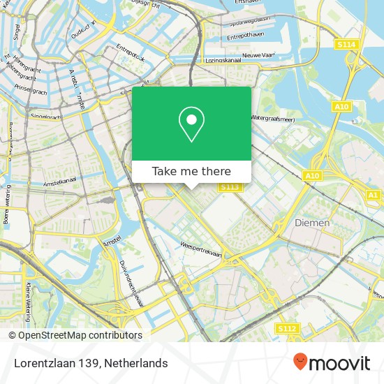 Lorentzlaan 139, 1097 JD Amsterdam map