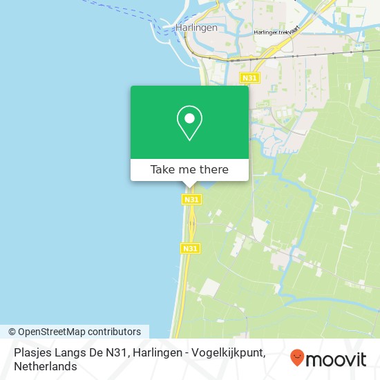 Plasjes Langs De N31, Harlingen - Vogelkijkpunt Karte