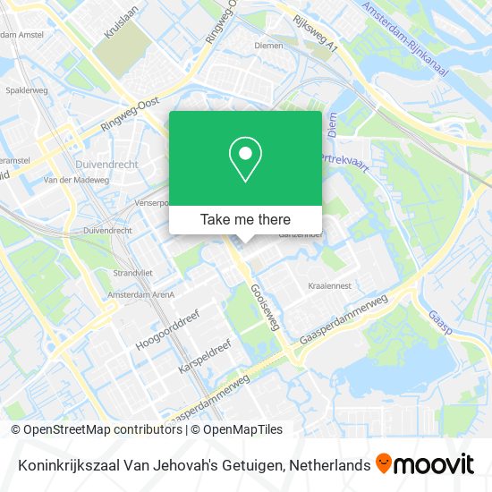 Koninkrijkszaal Van Jehovah's Getuigen map