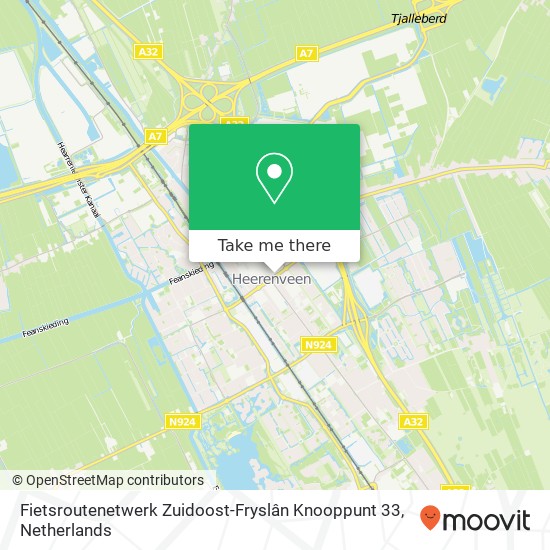 Fietsroutenetwerk Zuidoost-Fryslân Knooppunt 33 map