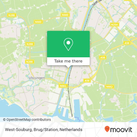 West-Souburg, Brug/Station map