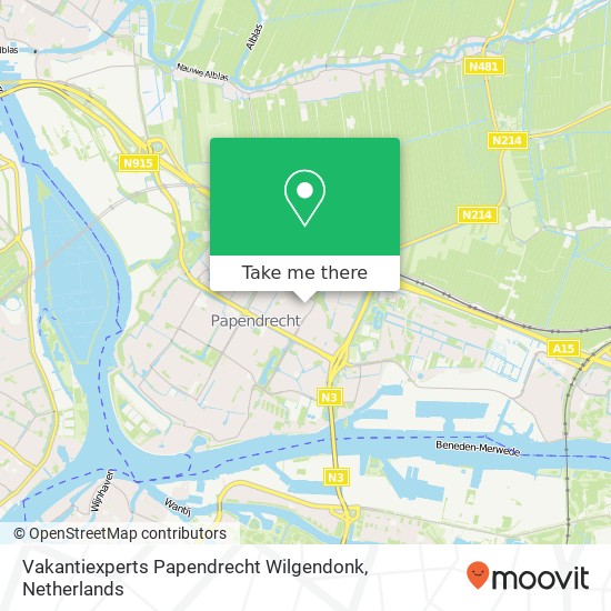 Vakantiexperts Papendrecht Wilgendonk map