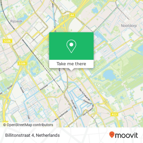 Billitonstraat 4, 2612 AV Delft Karte