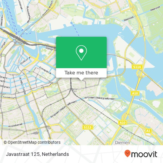 Javastraat 125, 1094 HD Amsterdam Karte