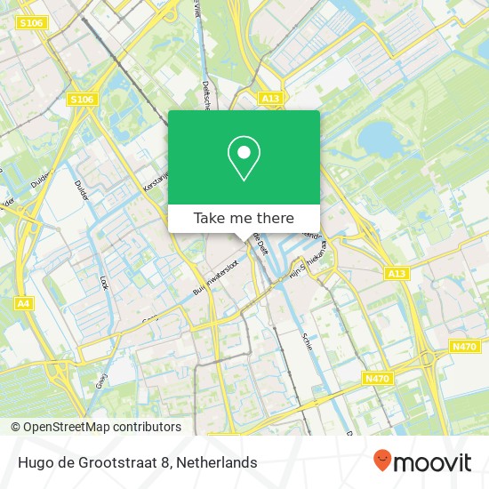 Hugo de Grootstraat 8, 2613 TV Delft Karte