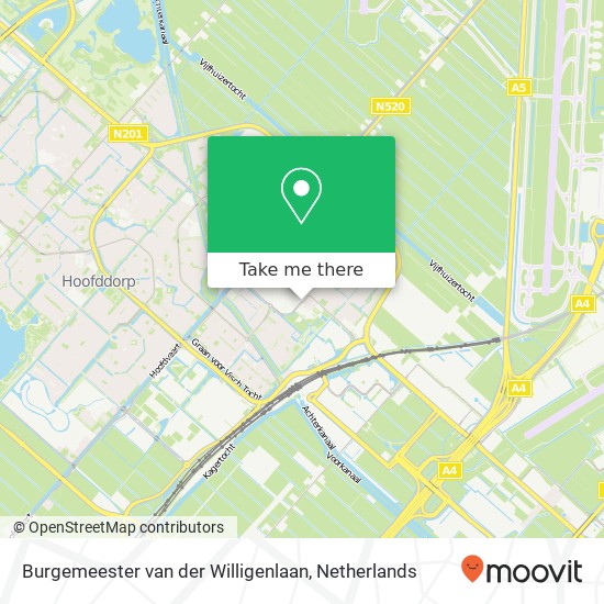 Burgemeester van der Willigenlaan, 2132 Hoofddorp map