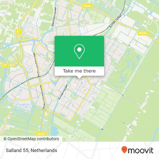 Salland 55, 1447 BS Purmerend Karte