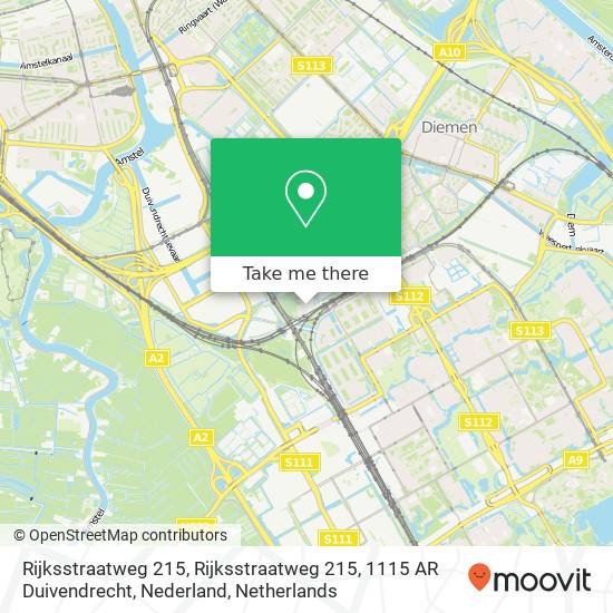 Rijksstraatweg 215, Rijksstraatweg 215, 1115 AR Duivendrecht, Nederland map