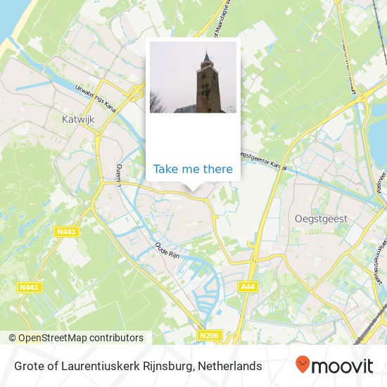 Grote of Laurentiuskerk Rijnsburg, Oude Vlietweg Karte