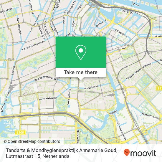 Tandarts & Mondhygienepraktijk Annemarie Goud, Lutmastraat 15 map