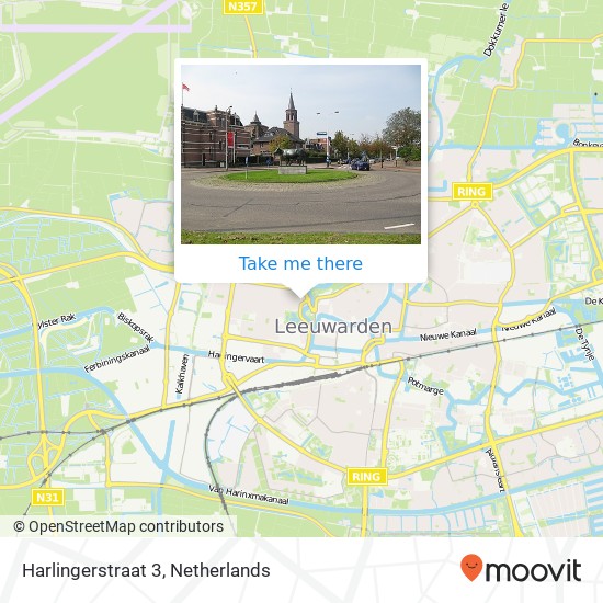 Harlingerstraat 3, 8913 CD Leeuwarden map