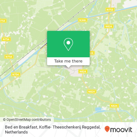 Bed en Breakfast, Koffie- Theeschenkerij Reggedal, Grotestraat 40 map