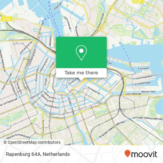 Rapenburg 64A, Rapenburg 64A, 1011 TZ Amsterdam, Nederland Karte