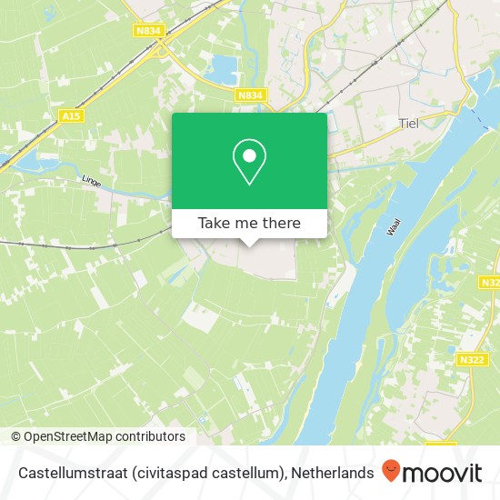 Castellumstraat (civitaspad castellum), 4007 ML Tiel Karte