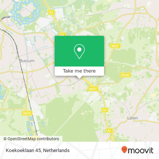 Koekoeklaan 45, 1403 EC Bussum map