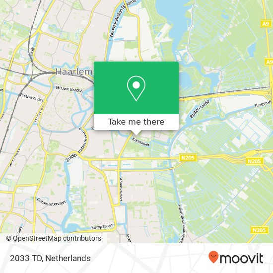 2033 TD, 2033 TD Haarlem, Nederland Karte