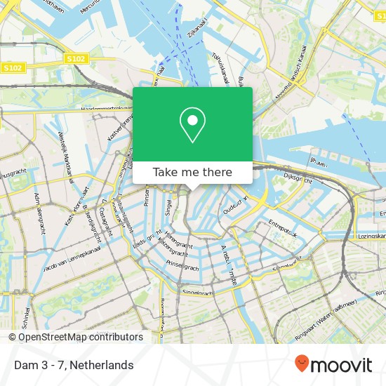 Dam 3 - 7, Dam 3 - 7, 1012 JS Amsterdam, Nederland Karte