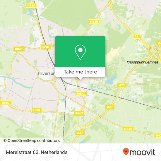 Merelstraat 63, 1223 NS Hilversum map