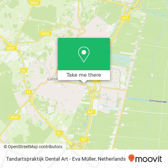 Tandartspraktijk Dental Art - Eva Müller, Eemnesserweg 45 map