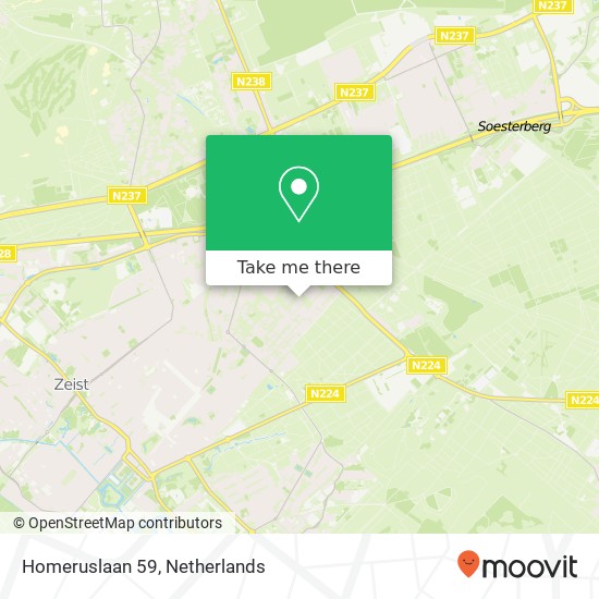 Homeruslaan 59, 3707 GR Zeist map