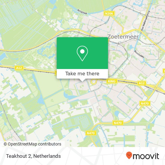 Teakhout 2, 2719 KE Zoetermeer Karte