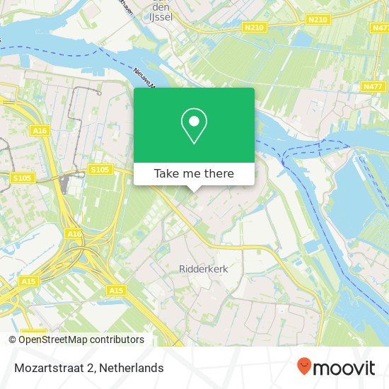 Mozartstraat 2, 2983 AG Ridderkerk Karte