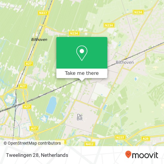 Tweelingen 28, 3721 WS Bilthoven map