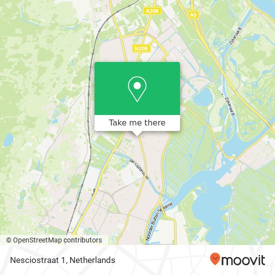 Nesciostraat 1, 2025 GV Haarlem Karte