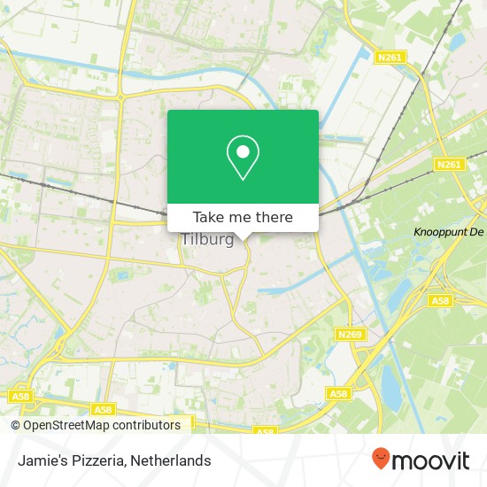 Jamie's Pizzeria, Pieter Vreedeplein 170 5038 Tilburg map