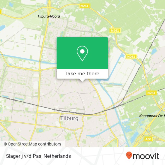 Slagerij v / d Pas, Hoefstraat 167 5014 NK Tilburg map