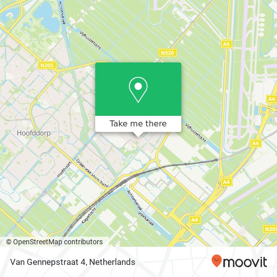 Van Gennepstraat 4, 2132 SB Hoofddorp map