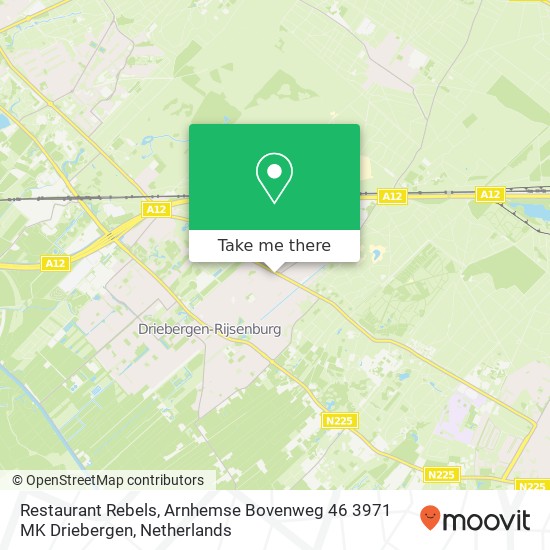 Restaurant Rebels, Arnhemse Bovenweg 46 3971 MK Driebergen Karte