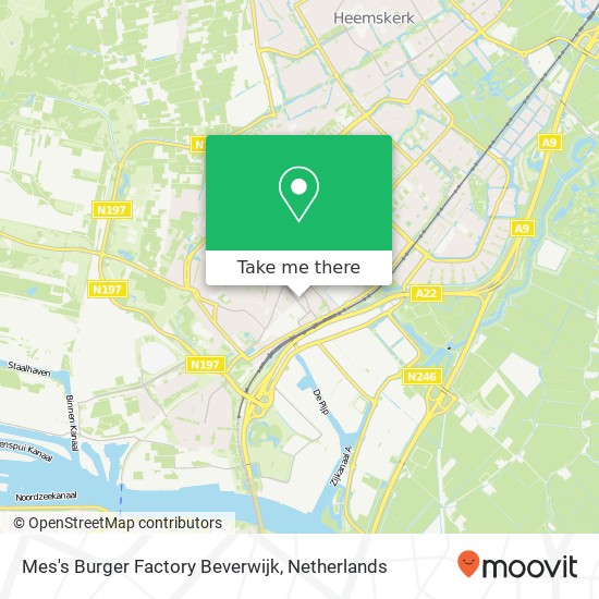 Mes's Burger Factory Beverwijk, Breestraat 161 1941 EH Beverwijk map