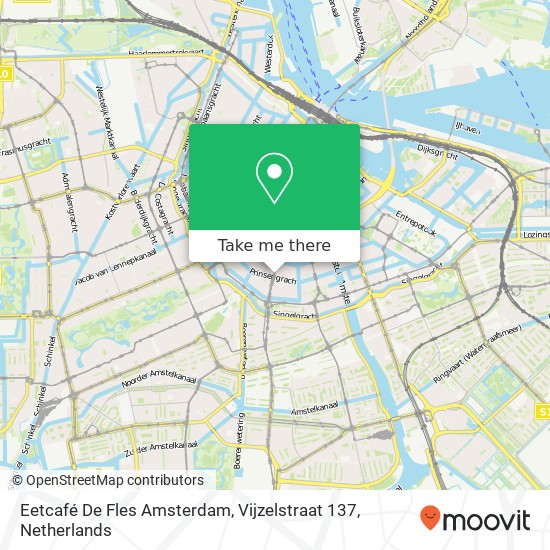 Eetcafé De Fles Amsterdam, Vijzelstraat 137 map