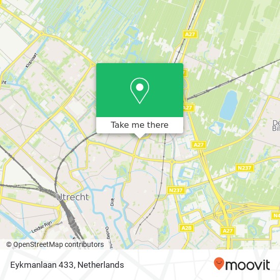 Eykmanlaan 433, Eykmanlaan 433, 3571 JR Utrecht, Nederland map