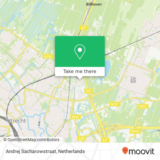 Andrej Sacharowstraat, 3573 BZ Utrecht Karte