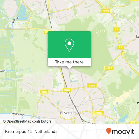 Kremerpad 15, 1222 DB Hilversum map