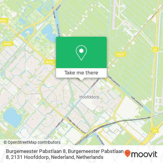 Burgemeester Pabstlaan 8, Burgemeester Pabstlaan 8, 2131 Hoofddorp, Nederland map